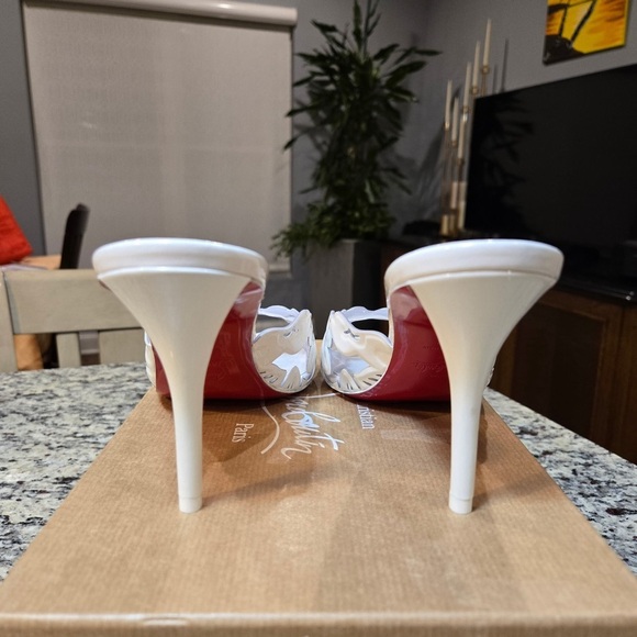 NEW Christian Louboutin Apostropha Petunia Mule 80mm White Size 40 - Picture 8 of 11